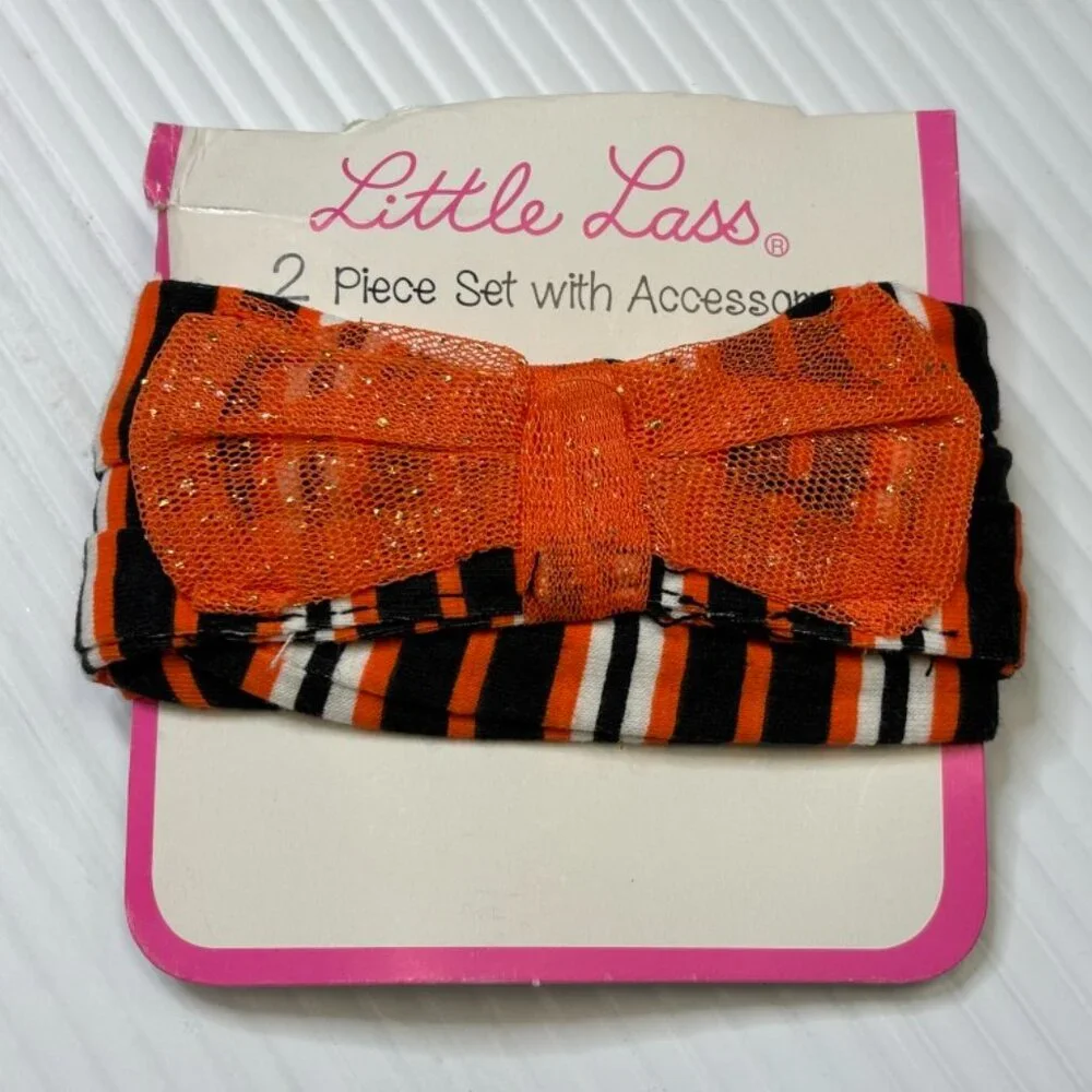 Pumpkin Halloween Dress, Leggings, Headband 24 months Black Orange 3 pc Girls